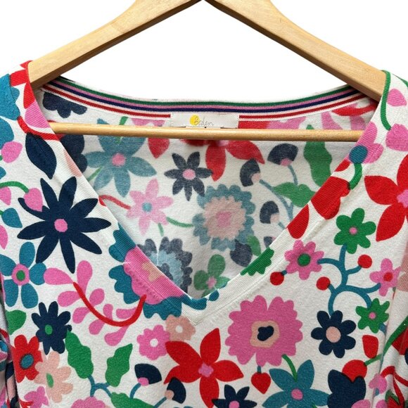 Boden Floral V-Neck Sweater - Multicolor - Picture 2 of 6
